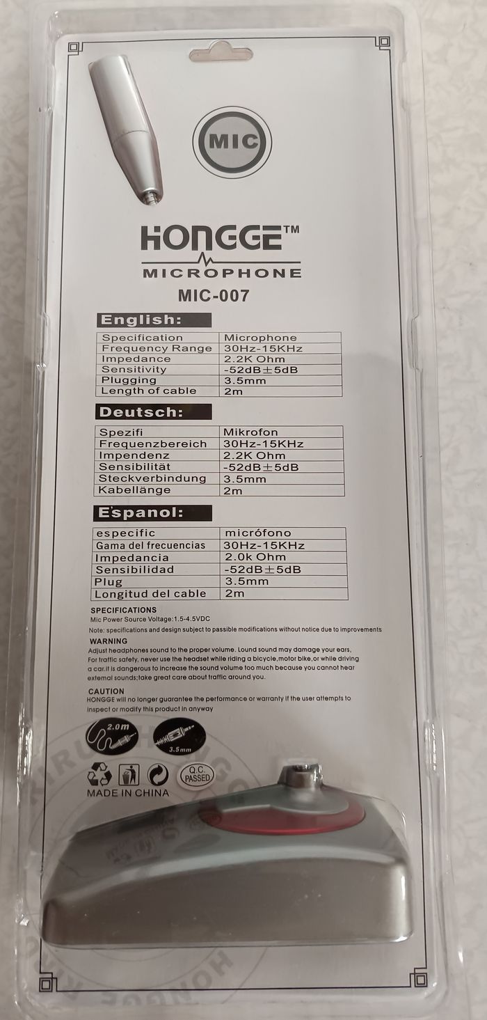Microphone Flexible Neuf Jack 3,5mm , Longueur de câble 2m, avec interrupteur - photo numéro 2