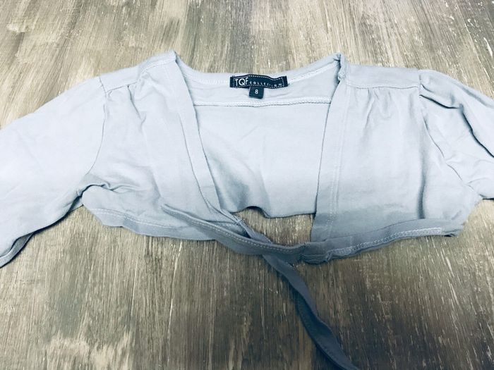 Gilet court bleu ciel gris - photo numéro 2