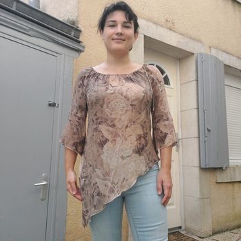 Magnifique blouse Vintage 100% soie pour L