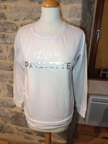 Joli sweat life is Paillette Cache Cache taille 40/42