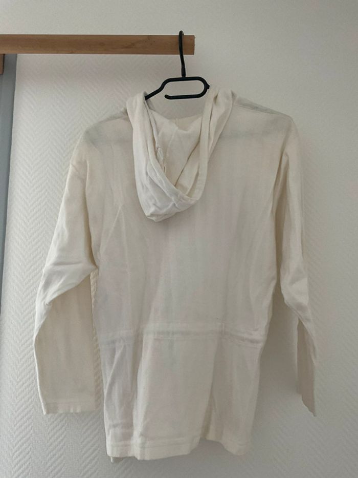 Gilet blanc à capuche vintage Kiabi 12 ans - photo numéro 2