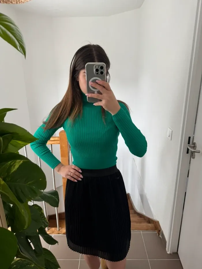 Col roulé vert Zara - photo numéro 2