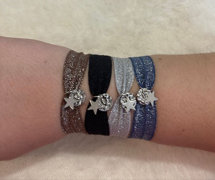 Bracelet tissu petite étoile argenté - photo numéro 2