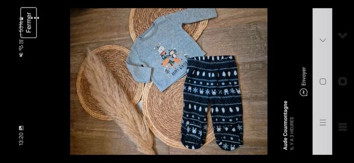 Pyjama polaire hiver sur le thème de l'hiver ideal pour noel 2 pièces