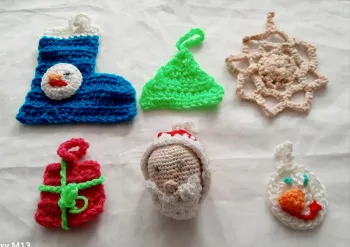 Lot de 6 suspensions pour sapin de Noël faites main au crochet
