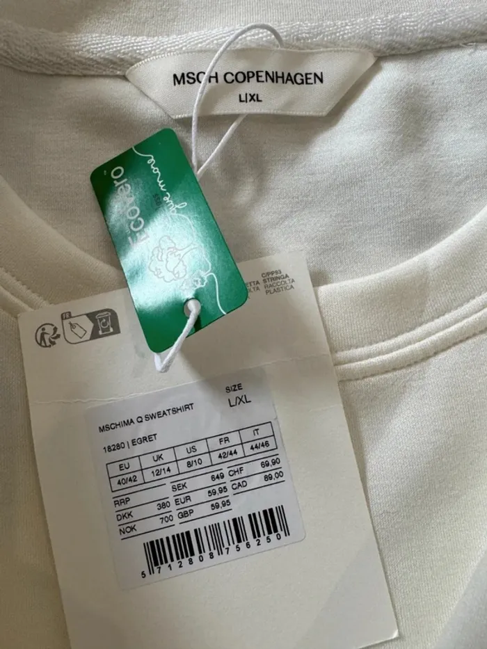 Pull blanc Msch Copenhagen, neuf avec étiquette, taille L/XL valeur 60€ - photo numéro 3