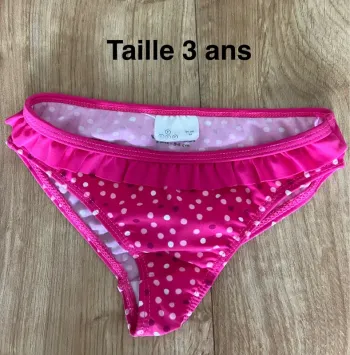 Maillot culotte bébé fille 3 ans rose petit pois