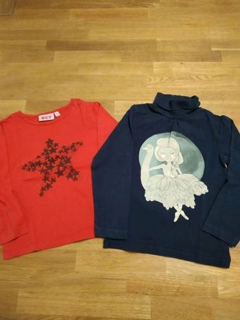 lot de 2 T-shirts manches longues 4 ans fille Kiabi :