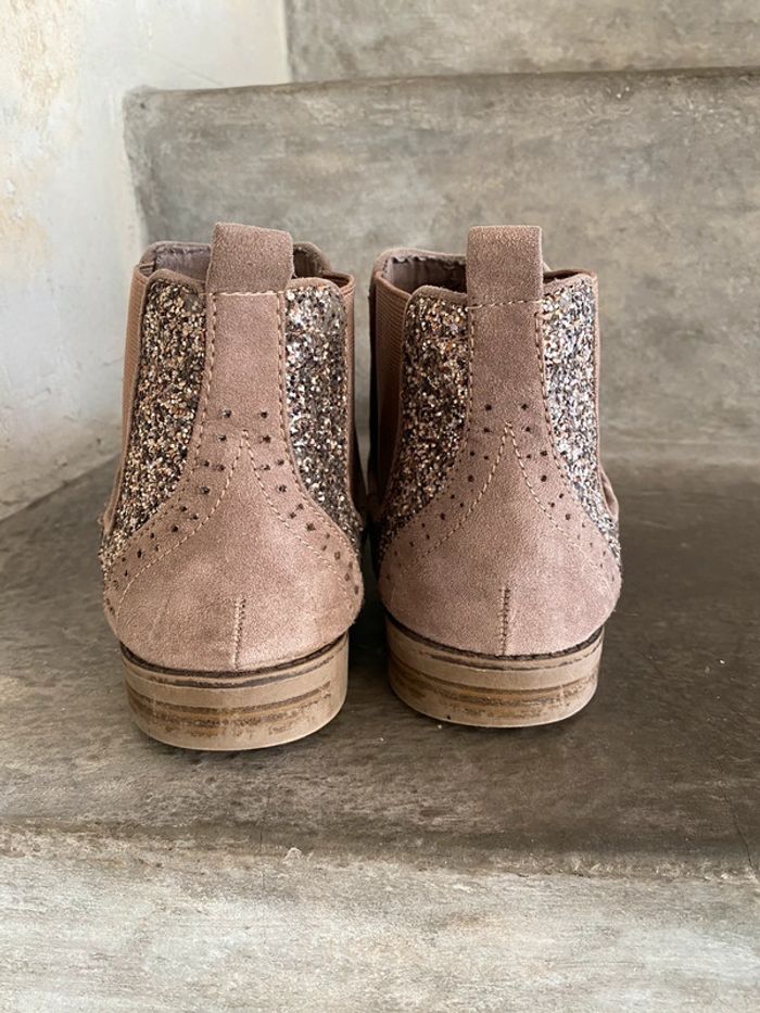 Boots Chelsea pailletées beige Young Dimension 37 - photo numéro 4