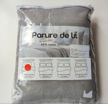 Parure* de lit en lin et coton gris de 140 x 200 cm