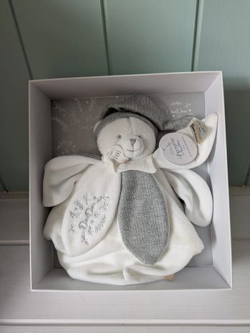 Doudou et cie - Doudou plat pétales ours gris 25cm