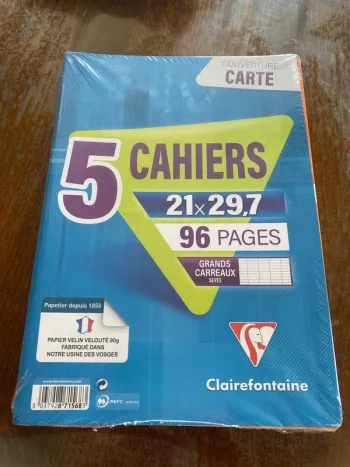 Lots de 5 cahiers clairefontaine