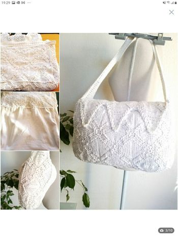 Sac à main  blanc à dentelles  très bon état