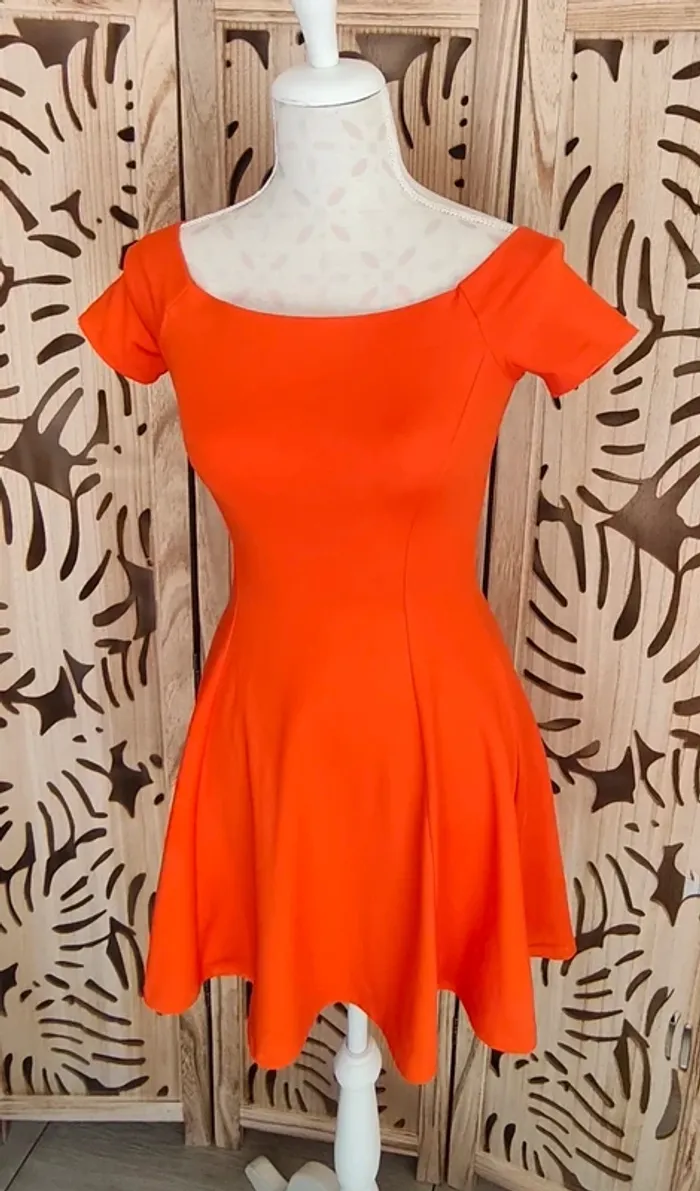 Robe épaules dénudées fluide orange T S Zara - photo numéro 6