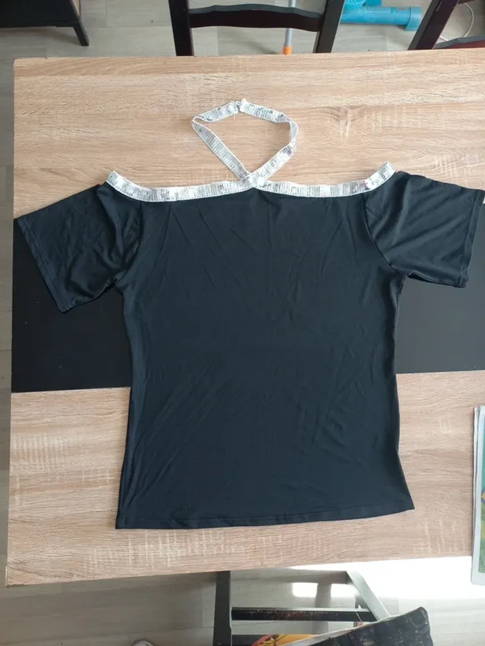 Tee-shirt noir fantaisie femme L - photo numéro 5