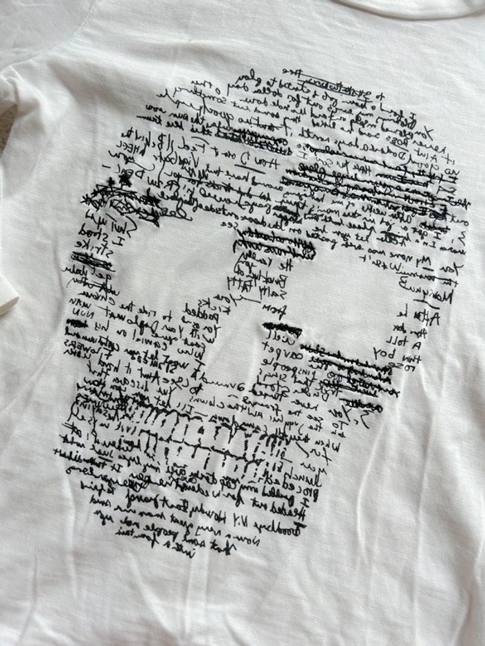 T-shirt IKKS blanc ML tête mort 8 ans - photo numéro 3