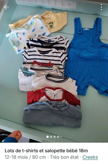 Lots de t-shirts et salopette bébé 18m 