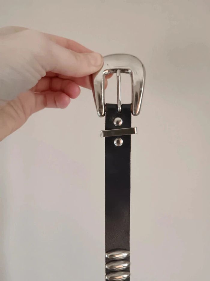 Ceinture grise empiècements argentés - photo numéro 3