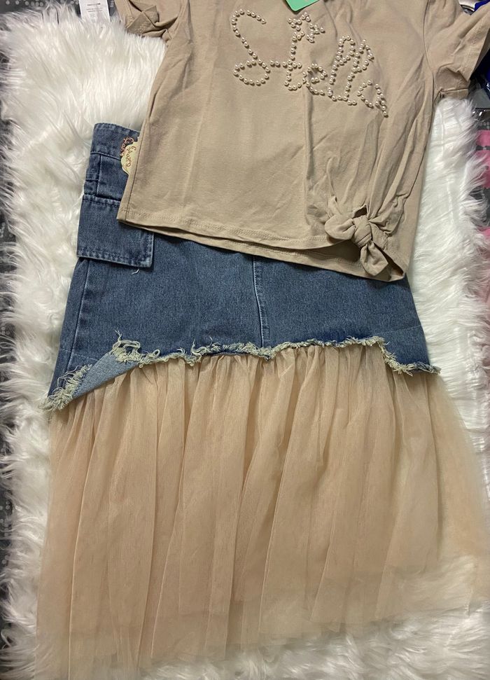 Jupe en jean et tulle