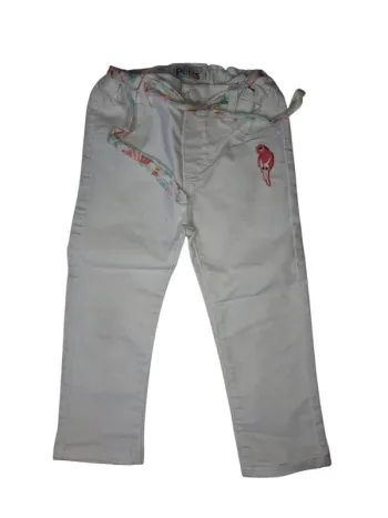 Pantalon jeans blanc perroquet rose lcdp taille 2 ans 24 mois