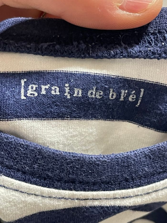 Grain de blé - T shirt - rayure bleu marine et blanche - 12 mois - photo numéro 4