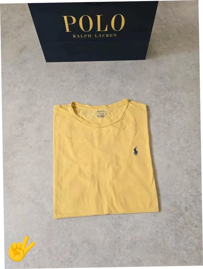 T-shirt Ralph Lauren L coupe col rond jaune Homme Men tee8b