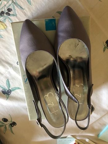 Escarpins gris en satin