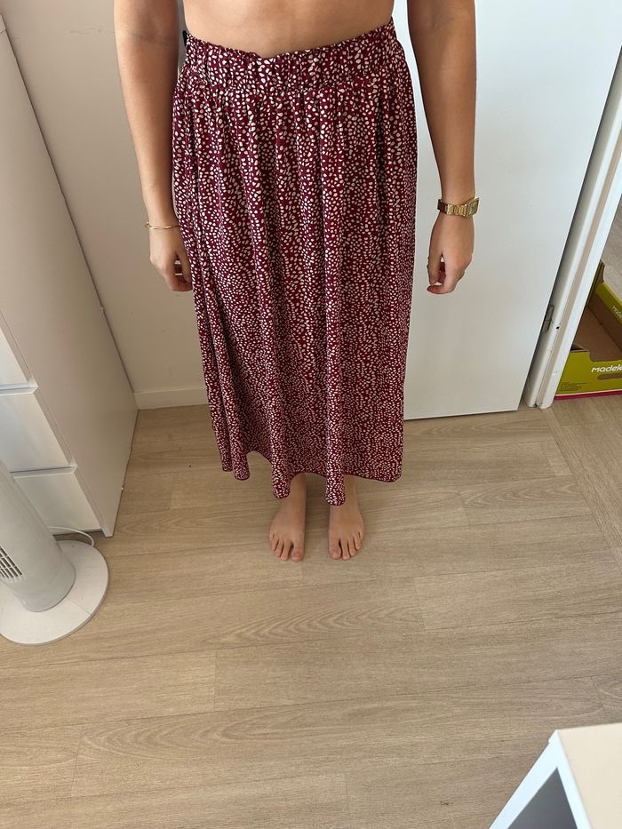 JUPE Longue Bordeaux Imprimé.