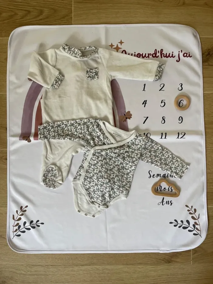 Pyjama et body assorti bébé fille Bouchara – Taille 6 mois