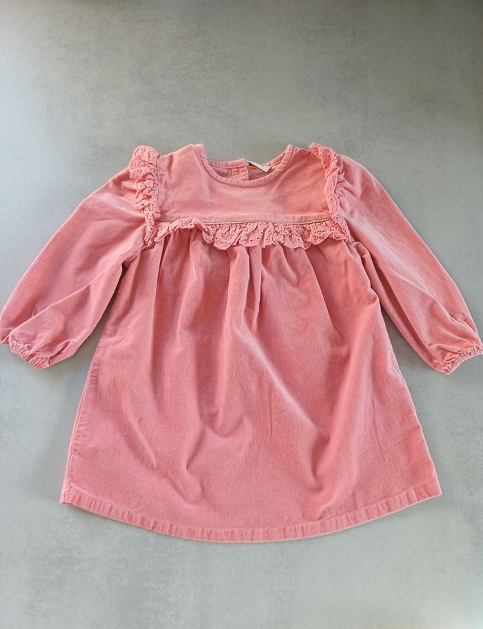 Robe manches longues en velours rose TAO 2 ans très bon état