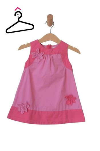Robe sans manche rose (fleurs en relief) - Kimbaloo 12 mois