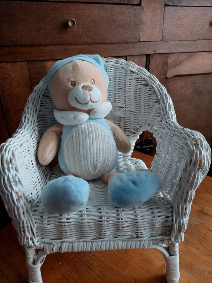 Doudou ours bleu Mes Petits Cailloux