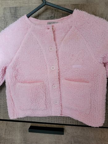 Gilet rose clair 3 mois Eliane et Lena