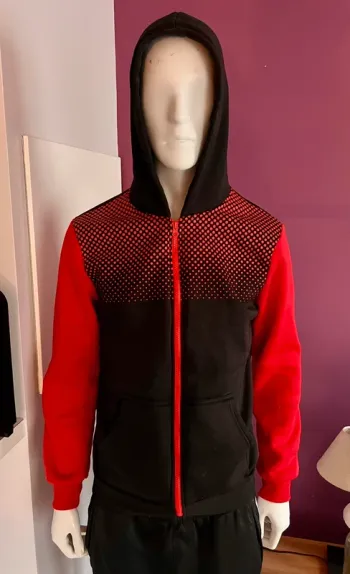 Veste à capuche avec zip Noir et rouge taille L