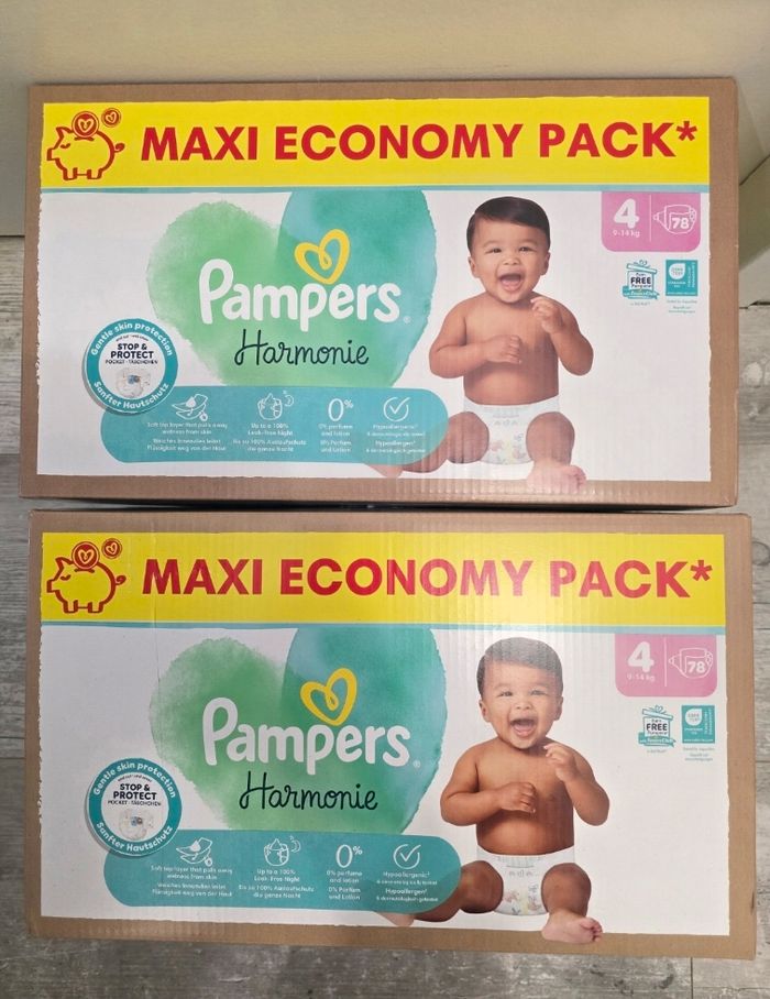 🍼 Pampers Harmonie T4 Lot de 2 × 78 couches (9–14 kg)