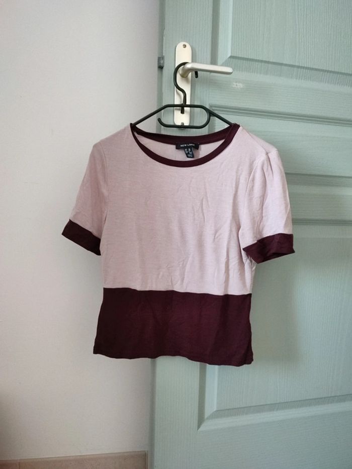 Tee shirt court rose et prune