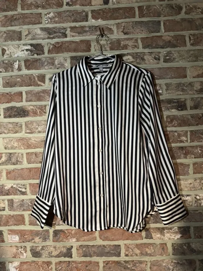 Chemise lignée noire et blanche H&M Taille XS / 34 - photo numéro 19