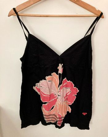 Débardeur noir avec fleur rose Roxy Taille M