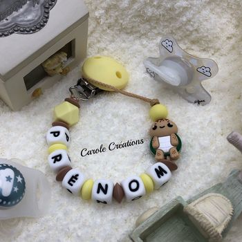 Attache tétine silicone personnalisé tortue 