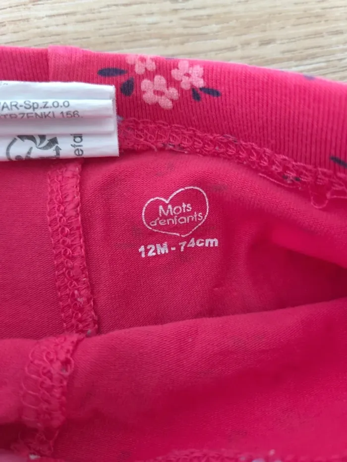 Legging court rose fleuri 9-12 mois - photo numéro 2