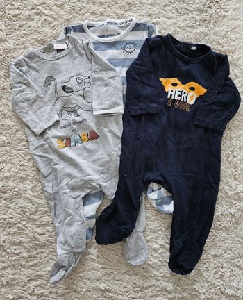 Lot de 3 pyjamas en coton 3 mois