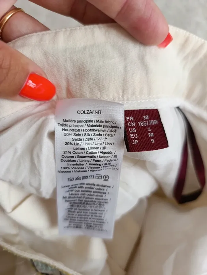 Jupe Comptoir des cotonniers crème 38 soie lin coton modèle Colza/Init - photo numéro 8