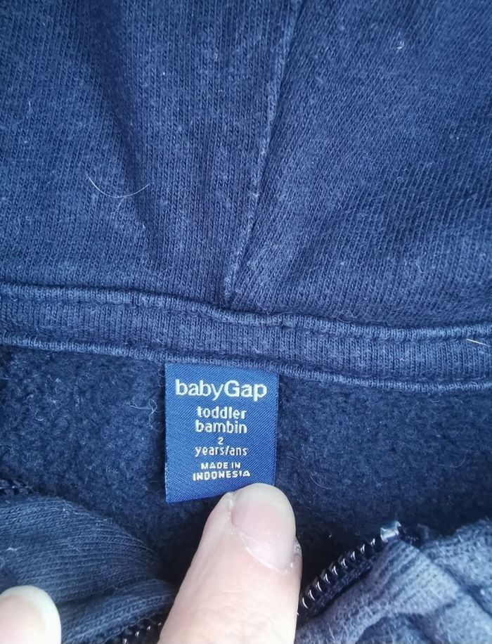 Pull sweat zippé à capuche 2 ans garcon Baby Gap - photo numéro 2