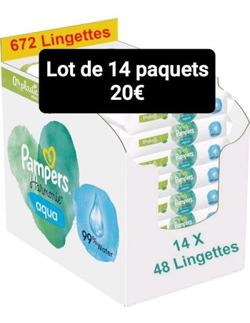 Lot de  14 paquets lingettes  Pampers harmonie Aqua