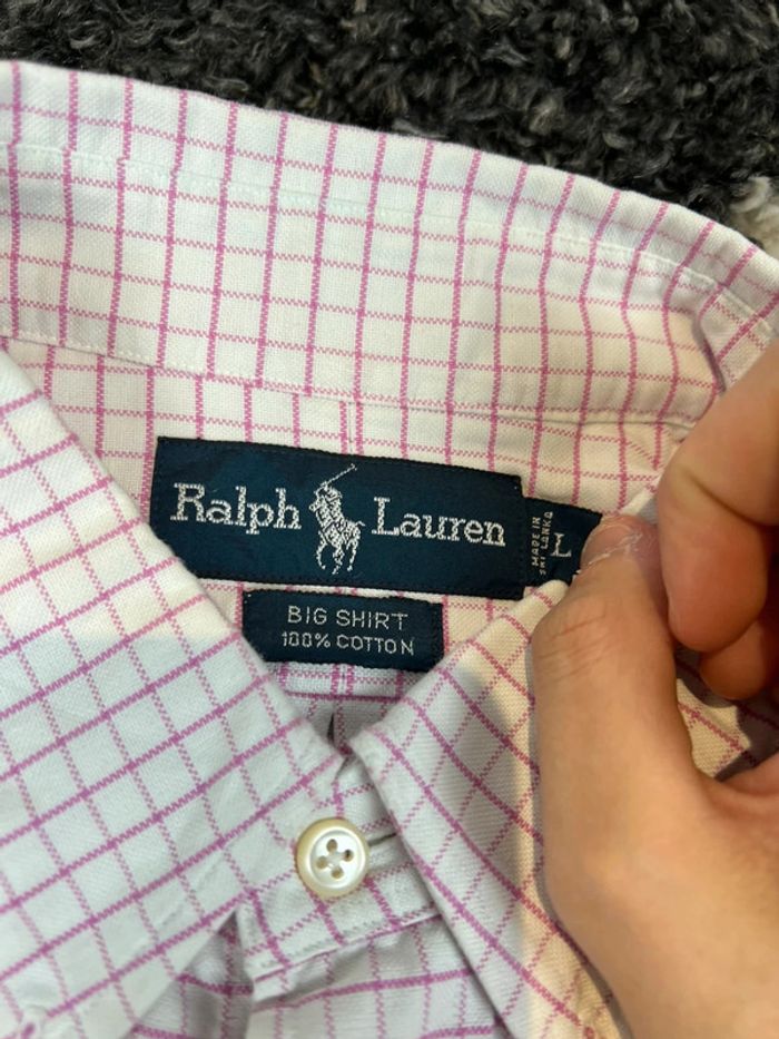 Chemise Ralph Lauren à carreaux rose et blanc taille L style old money - photo numéro 4