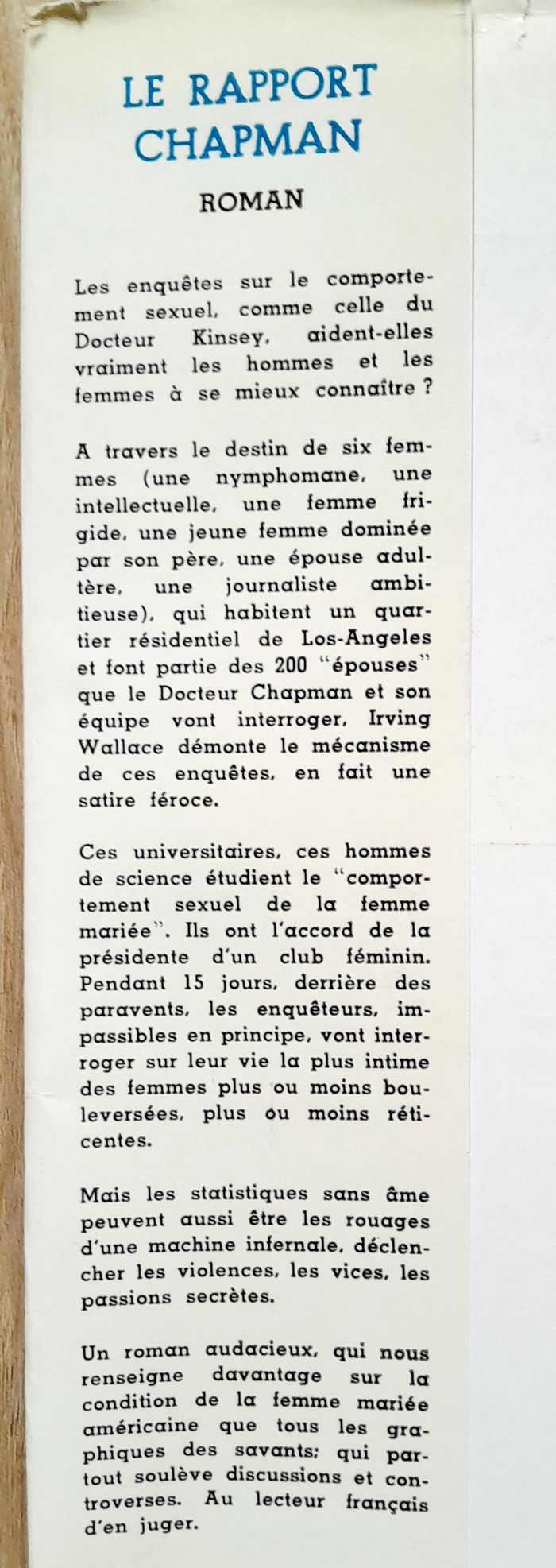 Irving Wallace - le rapport Chapman - photo numéro 5