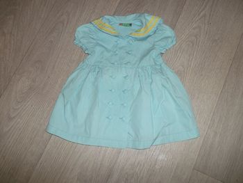 Robe DPAM bleu turquoise et jaune 3 mois TBE