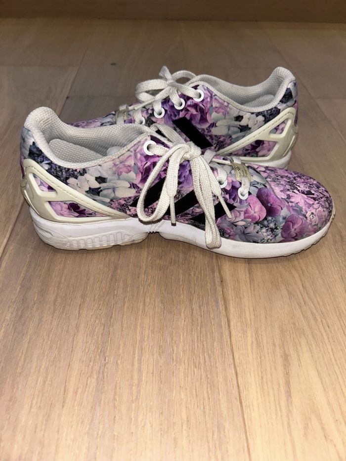 Baskets Adidas Torsion - Taille 37 - Motif floral violet - photo numéro 6