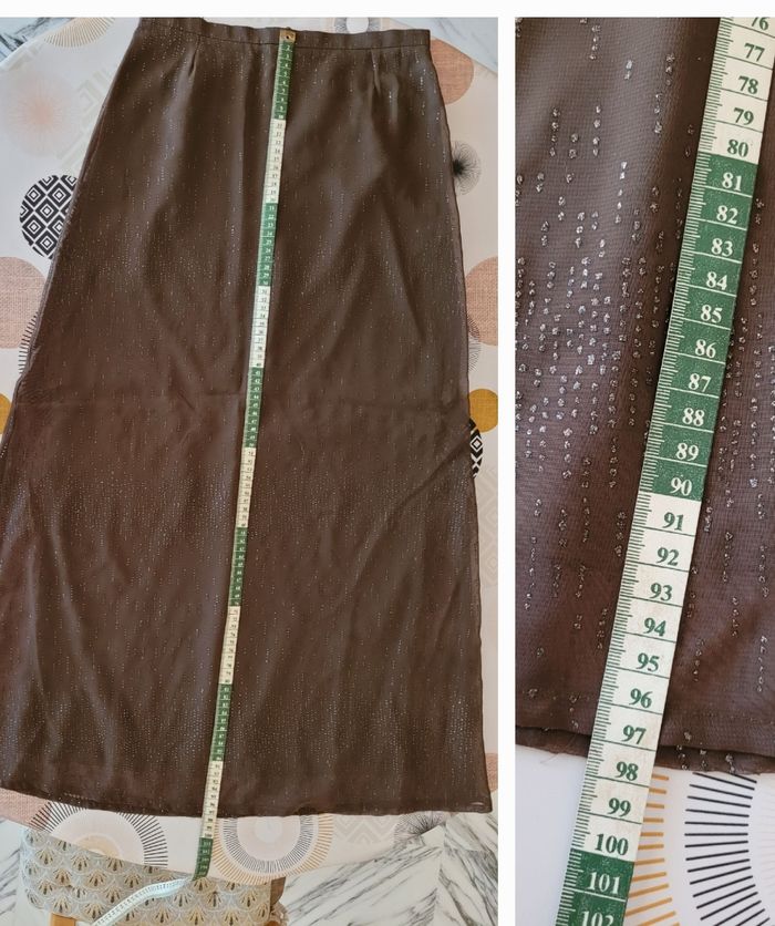 Bandolera Jupe TFr36 -Longue -Voile Kaki avec Paillettes et Doubĺée en TBE - photo numéro 8