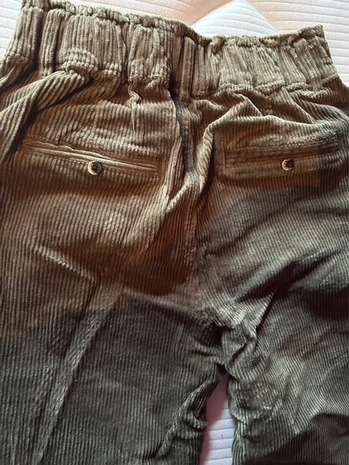 Pantalon droit velours côtelé kaki Kiabi - photo numéro 4